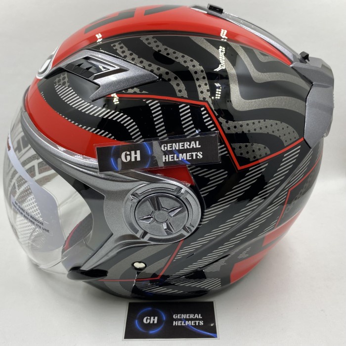HELM NHK GLADIATOR MOTIF UNITY BLACK RED GLOSSY