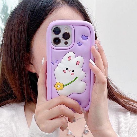 Stereoscopic Cartoon Rabbit Bunny Silicone Soft Case for IPhone 6S 7 8 Plus X XR Max iPhone 11 12 13 14 Pro Max Cute TPU Phone CASE Cute Pretty Girl's Fashion