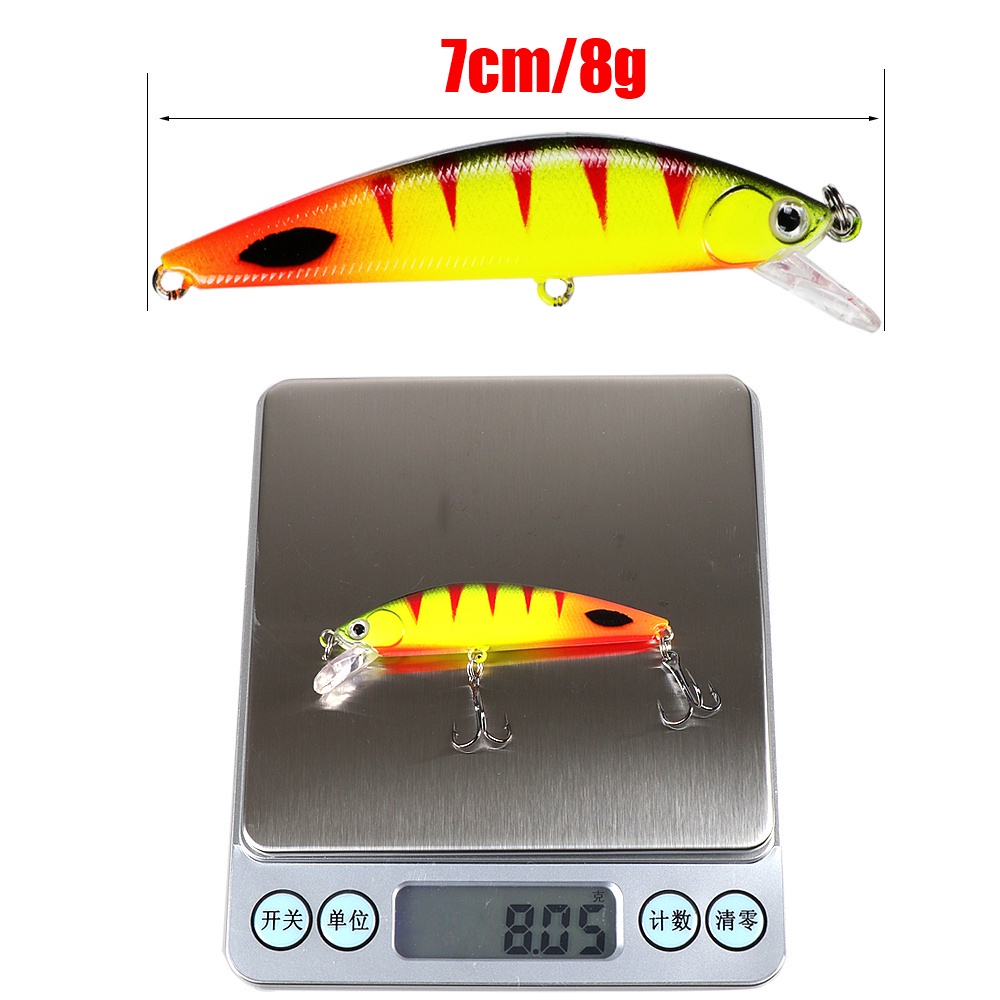 7cm 8g Umpan Pancing Ikan Kecil Tenggelam Air Long Throw Lure Umpan Keras Ikan Kecil 3D Mata Laser Troli Plastik Buzz Umpan Lure Dengan 2trible Hook