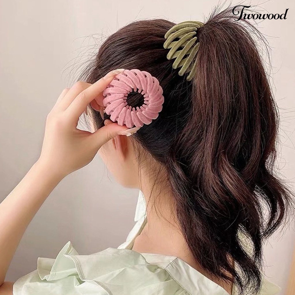 Twowood Ponytail Holder Warna Solid Tanpa Sakit Anti-slip Ultralight Tekstur Halus Hias Reusable Hair Barrettes Ponytail Holder Ornamen Hadiah Untuk Wanita