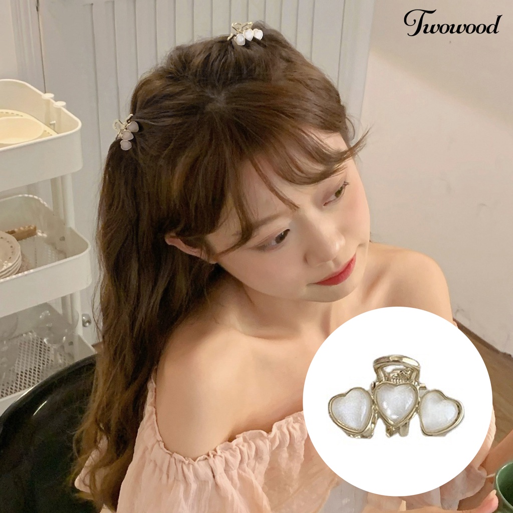 Twowood Hair Clip All Match Anti-slip Dengan Gigi Pegangan Kuat Dipoles Anti Jatuh Bentuk Hati Indah Gadis Manis Poni Kecil Klip Aksesoris Rambut