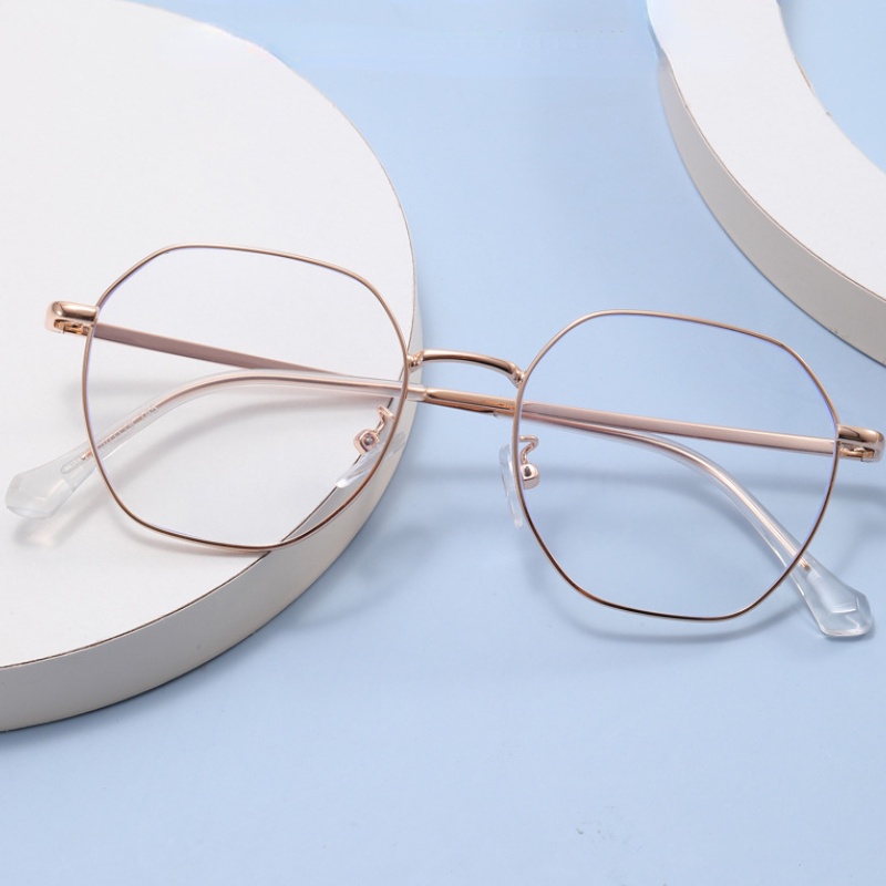 (YUZHU) Western Vintage Fashion Optical Eyeglasses Korean Fashion Anti Blue Light Metal Eyeglasses Unisex