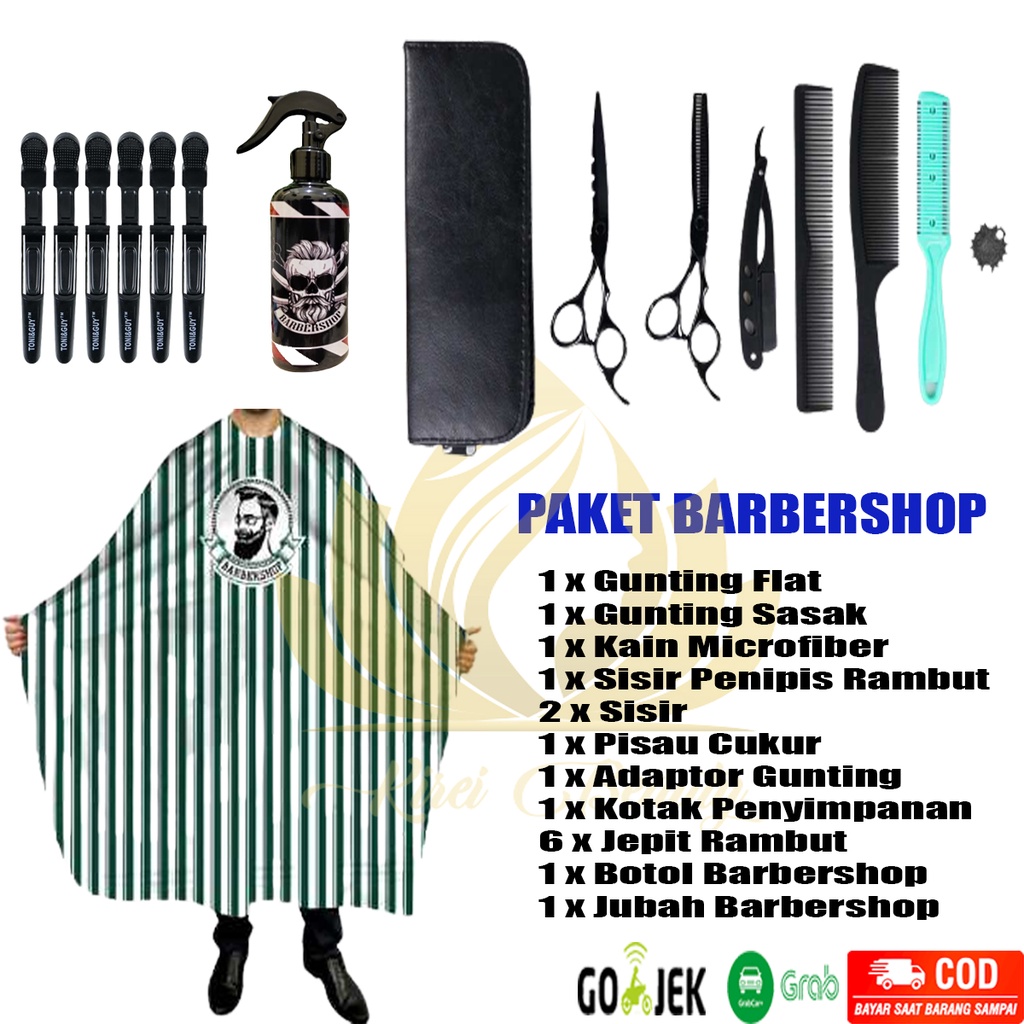 [COD] Paket Alat Cukur Rambut Barbershop Profesional Gunting Rambut Gunting Sasak Set Potong Rambut 