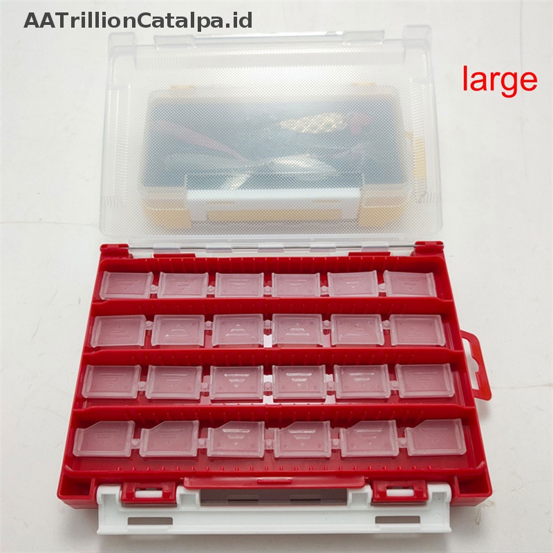 Aatrillioncatalpa Dua Sisi Fishing Tackle Box Lure Umpan Kotak Penyimpanan Case Plastik ID