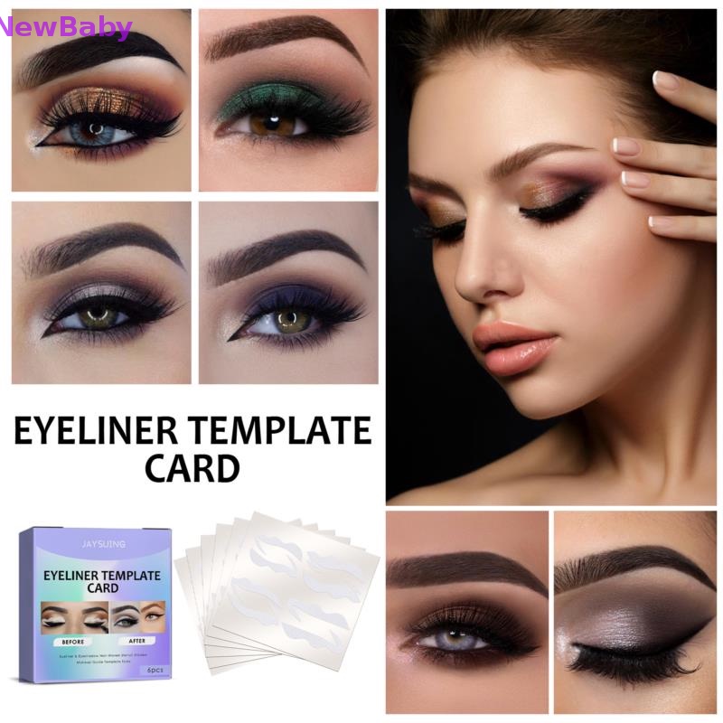 Newbaby 6Pcs Eyeliner Sticker Lembut Berbagai Jenis Eyeshadow Stensil Cetakan Kartu Makeup ID