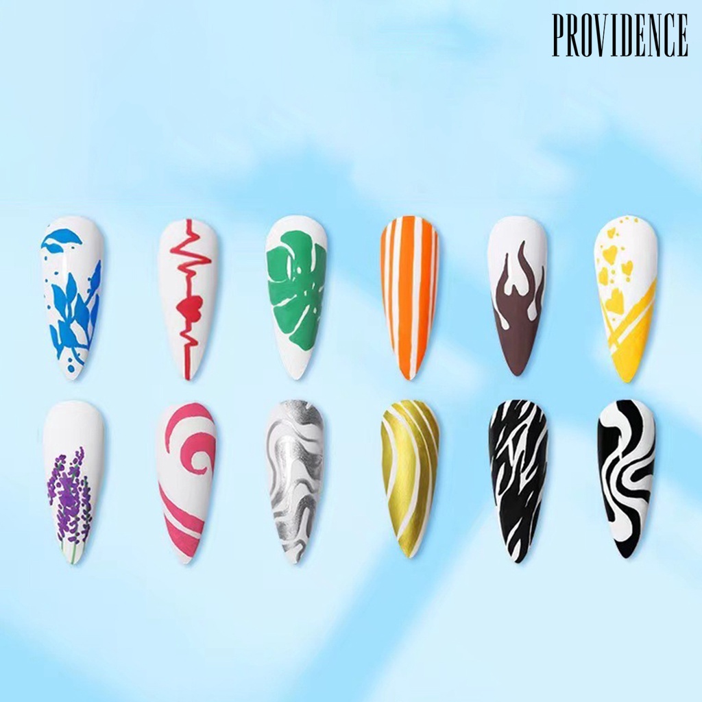 Providence 12Pcs Nail Art Pens Tip Halus Cepat Kering Mudah Operasi Garis Presisi Ultra Tipis Lukisan Kuku Tahan Air Nail Art Graffiti Pen Set Digunakan Di Rumah