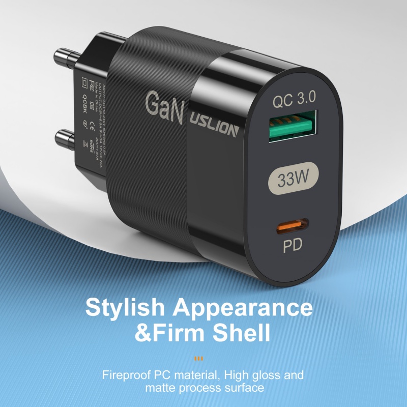 65w GaN Charger Gallium Nitride PD Fast Charger Charger Handphone Adaptor Komputer Euro/US/UK