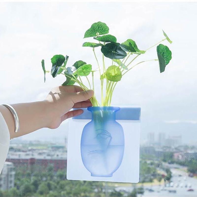 Vases Silikon Vas Lengket Dinding Menggantung Vas Tanaman Wadah Yang Dapat Dilepas Dinding Kulkas Bunga Ajaib Pot Diy Rumah Cermin Kulkas Dekorasi