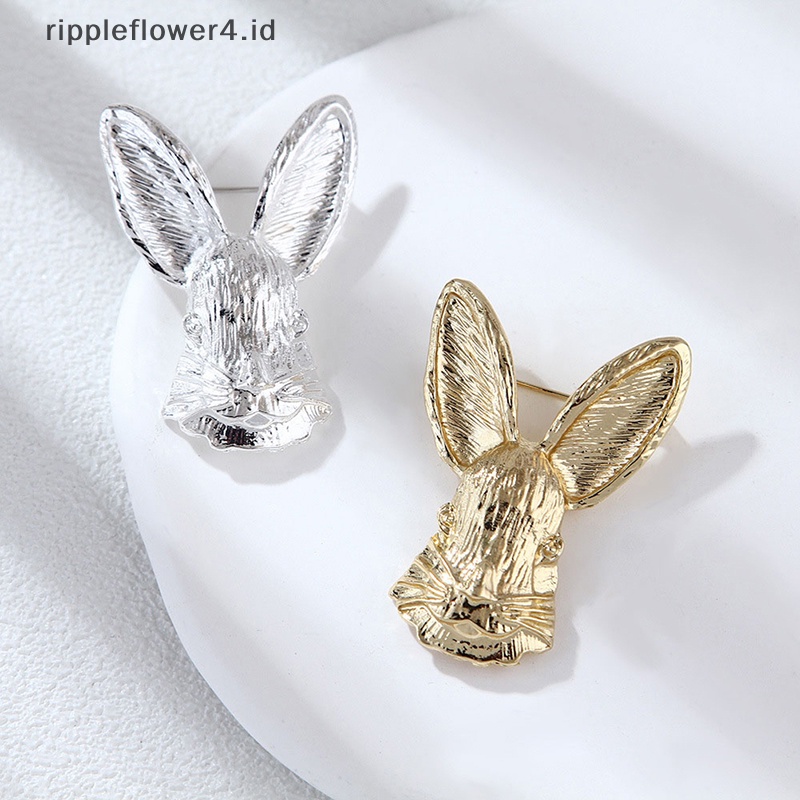 {rippleflower4.id} Pin Bros Mantel Kepala Kelinci Stereoskopik Vintage Fashion Untuk Wanita Gaun Pesta Decorag~