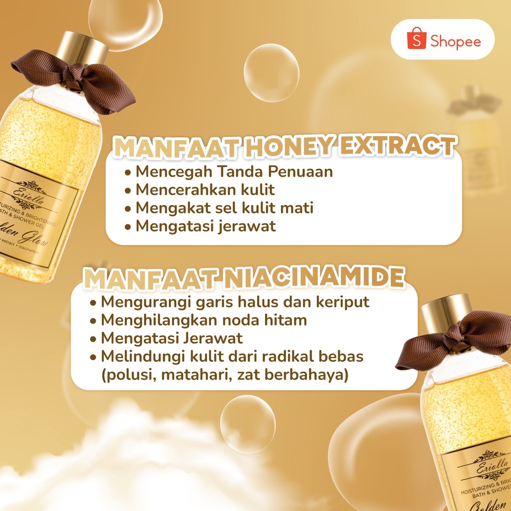 ERIOLLA Sabun Mandi Gel Pemutih Bath &amp; Shower Gel Golden Glow Moisturizing &amp; Brightening