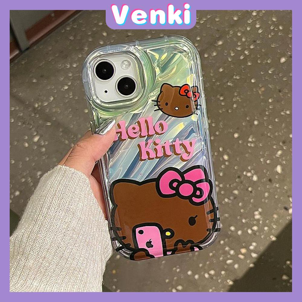 VENKI - Untuk iPhone 11 iPhone Case Laser Reflektif Bening Phone Case TPU Lembut Shockproof Airbag Phone Case Cute Selfie Cat kompatibel dengan iPhone 14 13 Pro max 12 Pro Max XR XR 7 8