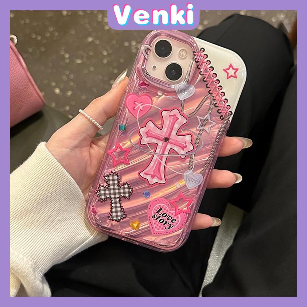 VENKI - Untuk iPhone 11 iPhone Case Laser Reflektif Transparan Ponsel Case TPU Lembut Shockproof Airbag Sederhana Trendi Keren Kompatibel dengan iPhone 14 13 Pro max 12 Pro Max XR XR 7 8