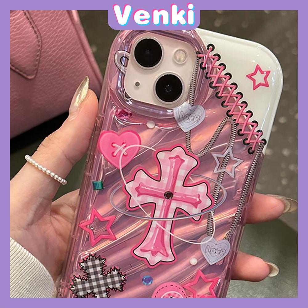 VENKI - Untuk iPhone 11 iPhone Case Laser Reflektif Transparan Ponsel Case TPU Lembut Shockproof Airbag Sederhana Trendi Keren Kompatibel dengan iPhone 14 13 Pro max 12 Pro Max XR XR 7 8