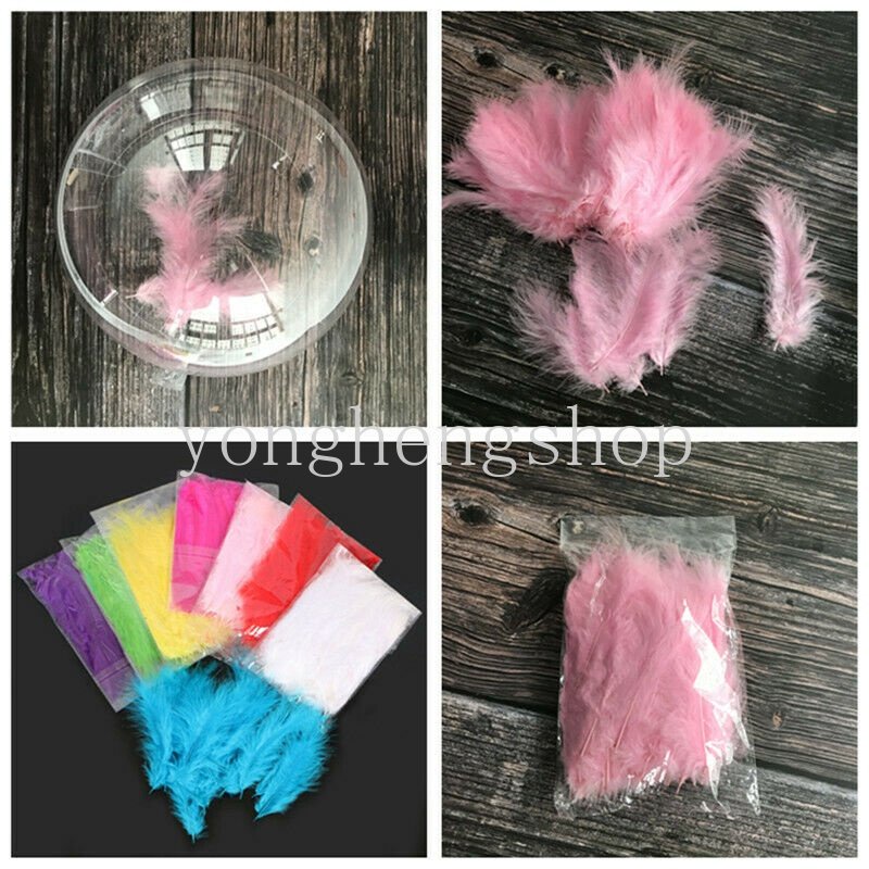 100pcs/set Marabou Turki Bulu Bobo Bola Balon Dekorasi DIY Craft Colorful Feather Untuk Membuat Perhiasan Carnaval Clothes Assesoires Dream Catcher Making Tool