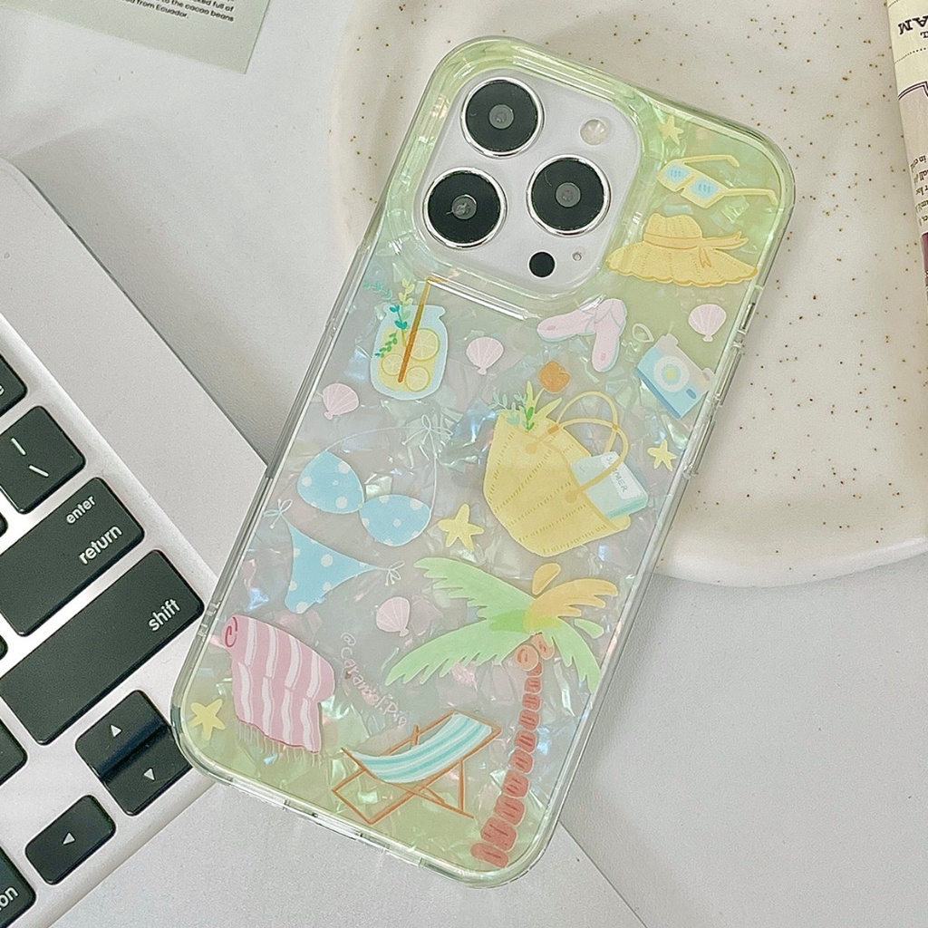 Ins Gaya Musim Panas Cocok Untuk iPhone 14 Pro Max Casing Ponsel iPhone Double-layer Pola Dicetak Kompatibel Dengan Iphone13 13pro 13prm iPhone 11 11pro 14plus 12Pro Max Shockproof TPU Phone Case