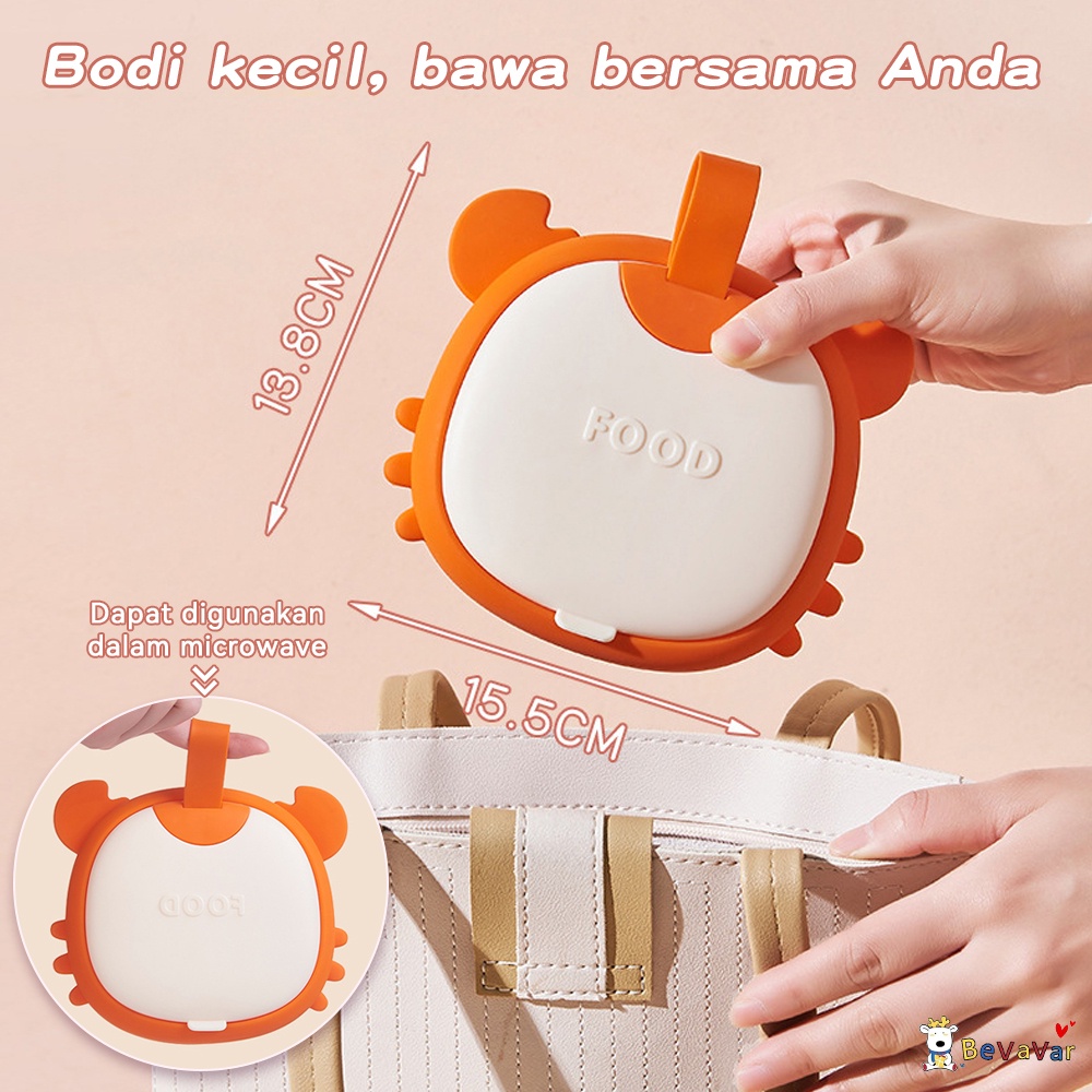 BEVAVAR  mangkuk bayi Gunting/Lunch Box Anak  Dengan Sendok BPA FREE