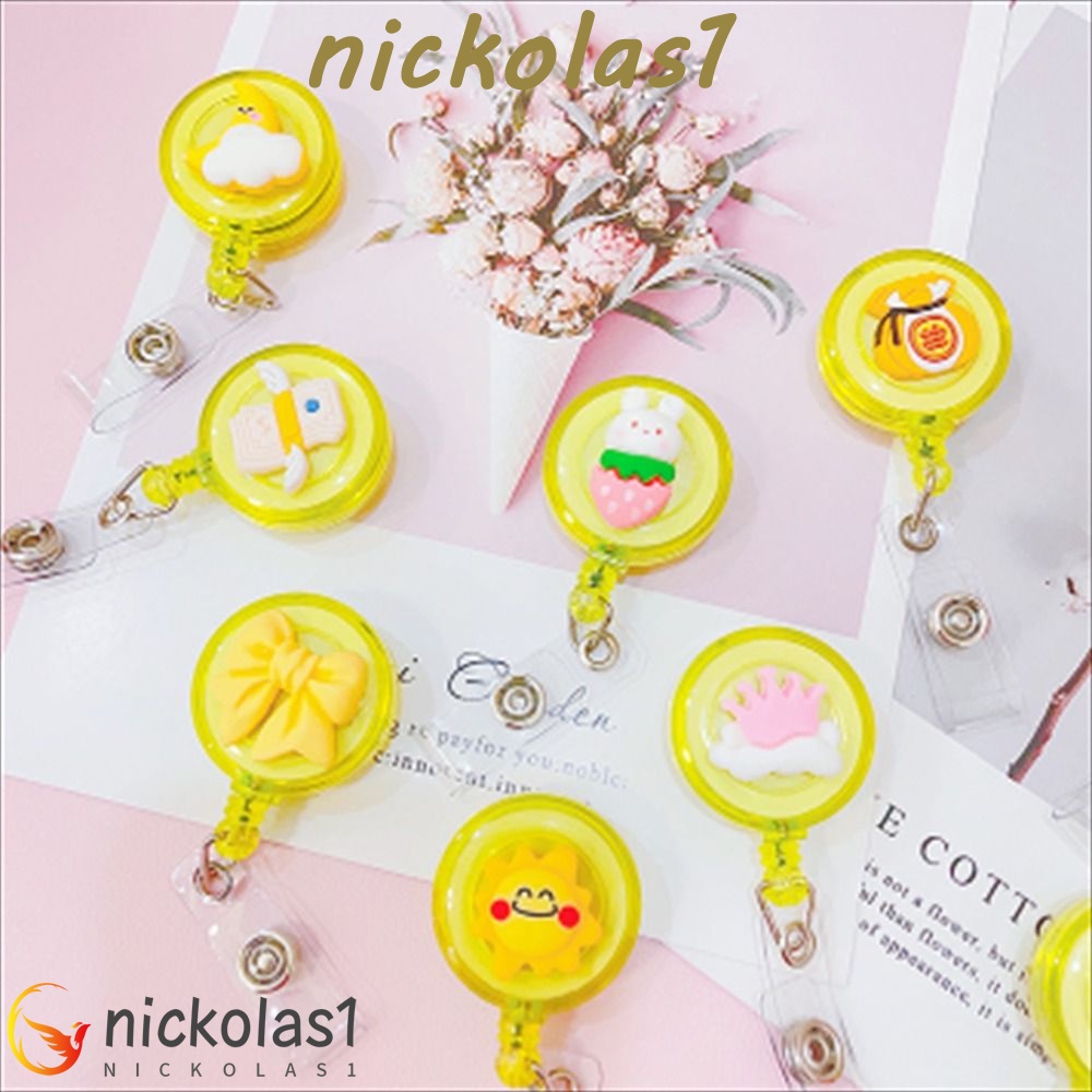 Nickolas1 Retractable Badge Reel Lucu Perlengkapan Kantor Name Tag Siswa Perawat Dokter Card Holder Name Card Holder