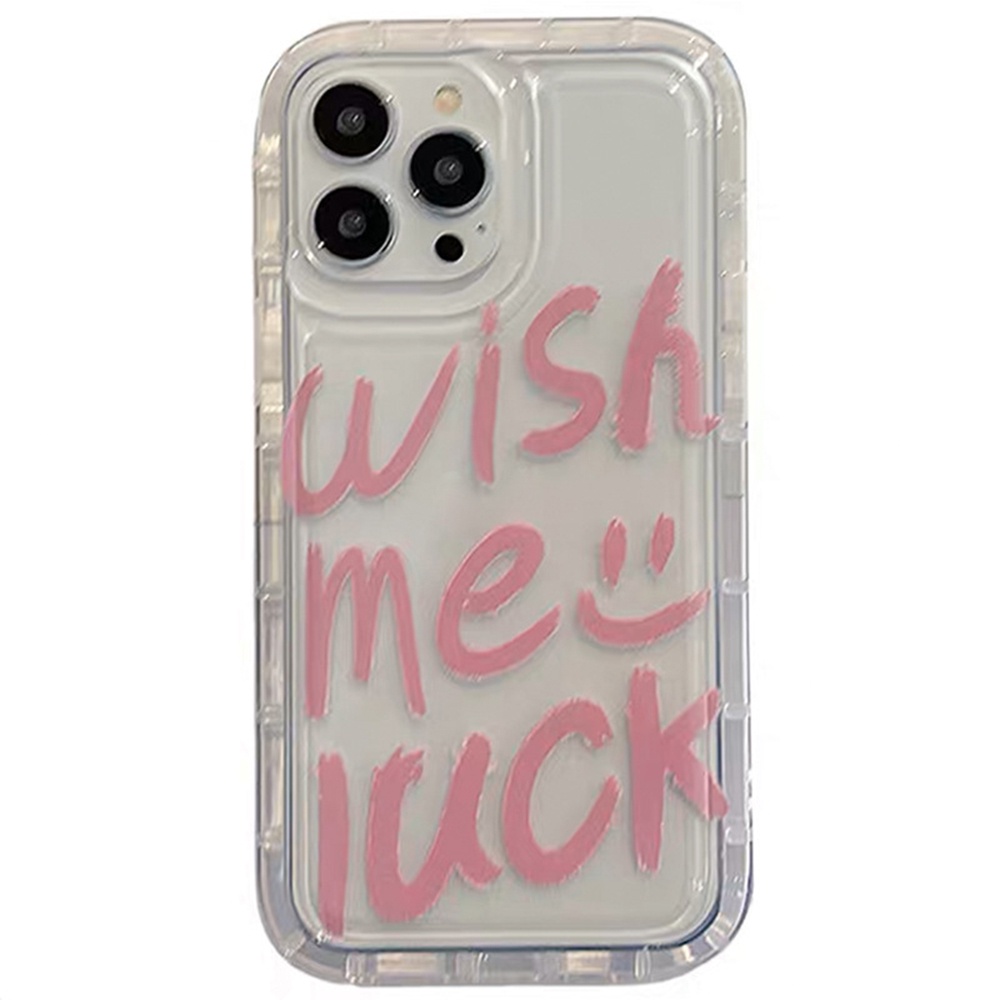 IPHONE Lucky Pink Slogan Casing Ponsel Kompatibel Untuk Iphone7Plus8Plus6Plus11 14 13 12 Pro MAX XR X XS MAX SE Airbag Shockproof Cover