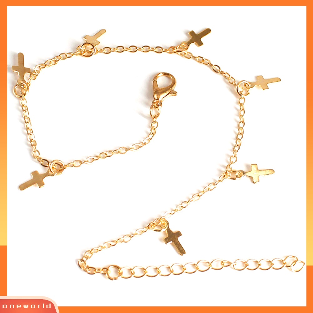 [WOD] Fashion Cross Charm Anklet Kaki Rantai Wanita Sandal Pantai Barefoot Ankle Bracelet