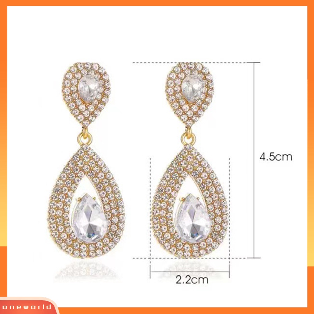 [WOD] 1pasang Anting Menjuntai Berlian Imitasi Mengkilap Hias Berlebihan Berkilau Geometris Hias Hadiah Wanita Tetesan Air Liontin Stud Earrings Perhiasan Untuk Perjamuan