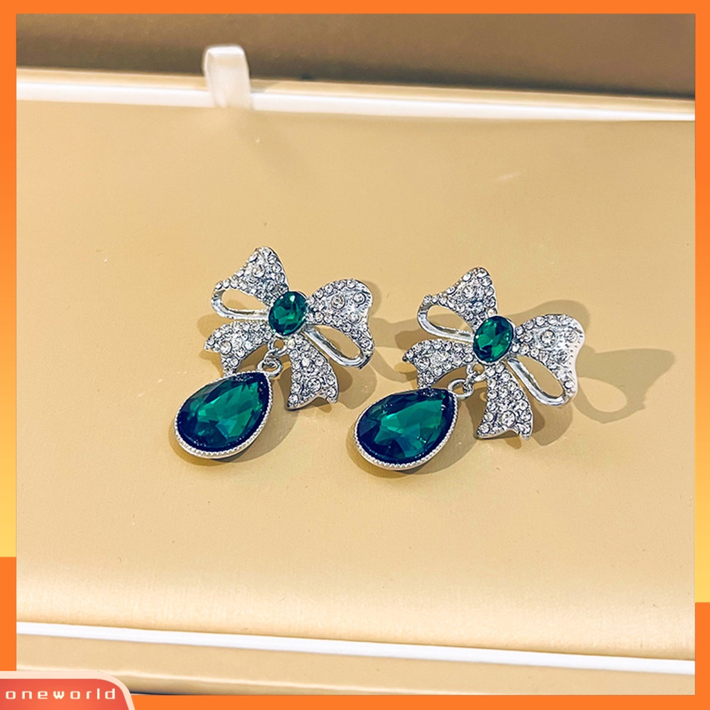 [WOD] Anting Menjuntai Warna-Warni Kristal Imitasi Tetesan Air Gaya Vintage Romantis Hadiah Mempesona Berlian Imitasi Ikatan Simpul Ear Studs Untuk Pesta