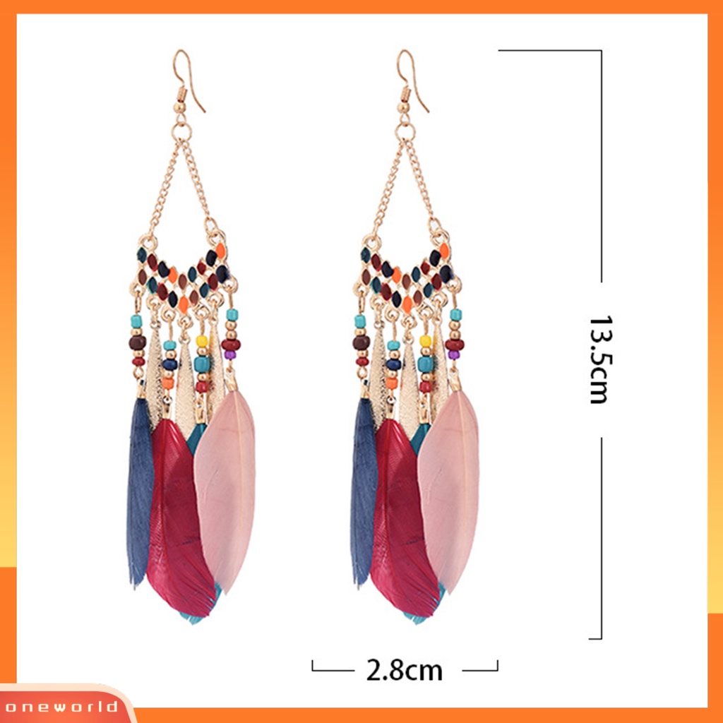 [WOD] 1pasang Anting Wanita Gaya Bohemia Etnik Bulu Sintetis Indah Lady Menjuntai Anting Untuk Perjamuan