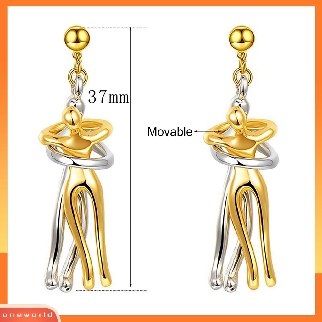 [WOD] 1pasang Wanita Pasangan Kreatif Peluk Liontin Anting Menjuntai Perhiasan Aksesori Hadiah