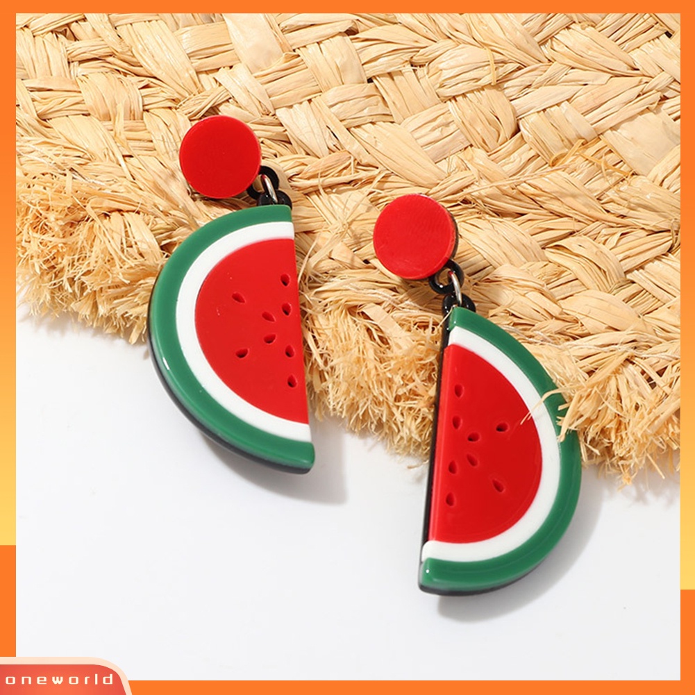 [WOD] Lucu Semangka Lemon Strawberry Fruit Series Menjuntai Wanita Ear Studs Earrings