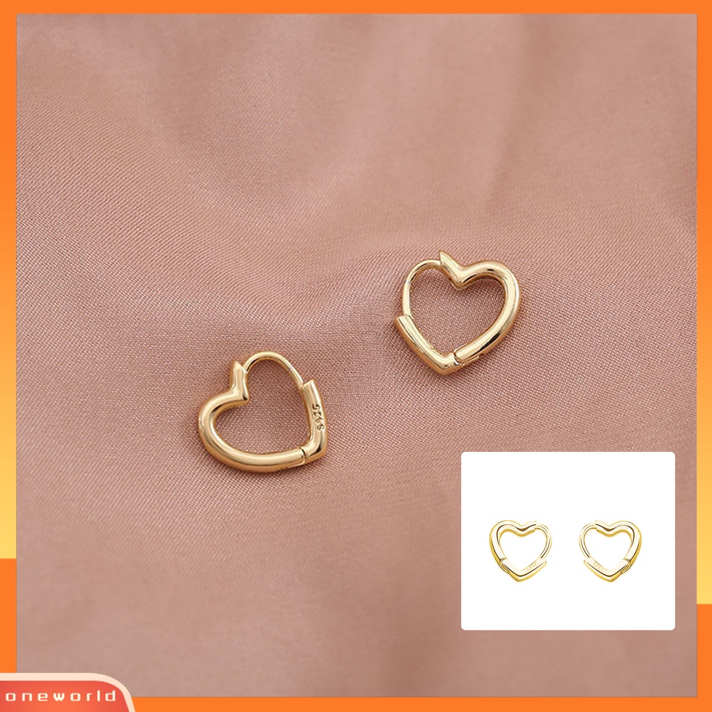 [WOD] Anting Bentuk Hati Dekorasi Full Luster Warna Silver Anting Tusuk Kecil Simple Untuk Pesta