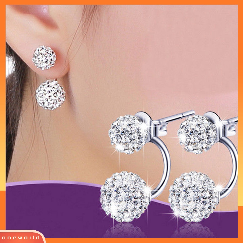 [WOD] Wanita Fashion Perhiasan Lady Elegan Berlian Imitasi Bola Ear Stud Earrings Hadiah