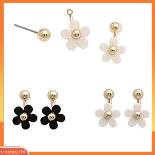 [WOD] Dua Pasang Wanita Daisy Golden Ball Petal Rear Wear Double Side Ear Stud Earrings