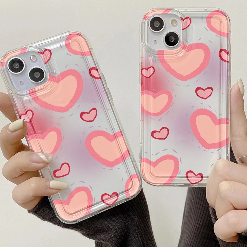 Case Hati Pink Untuk Oppo Realme C11 C3 C1 C20 C20A C21 C21Y C25 C25S C25Y C12 C15 10 9i 8i 8Pro 6i PH 5i 5s 9i U1 Reno 8 7 Lite Narzo 30 20 30A Airbag Shockproof Cover