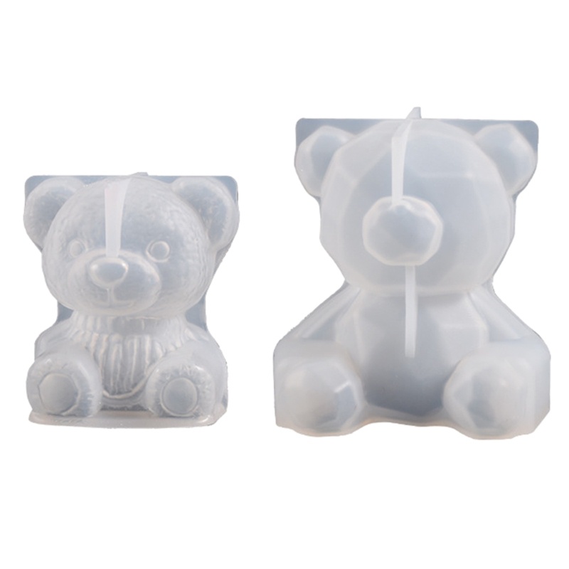 Siy Geometris Beruang Cetakan Resin 3D Teddy Bear Silicone Mold DIY Desktop Ornaments Mold Candle Mold Untuk Resin Art Home Deco