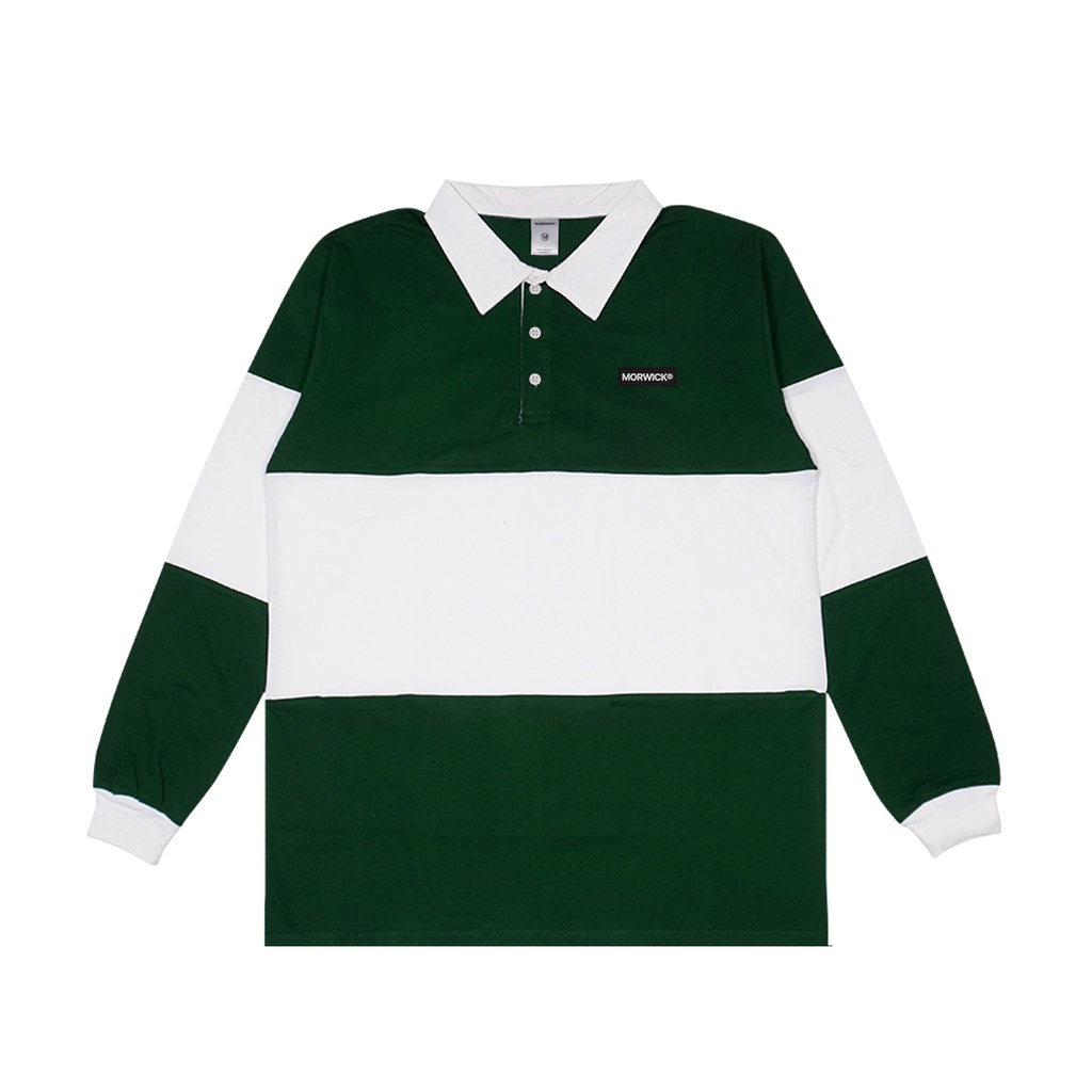 MORWICK - Kaos Polo Shirt Long Sleeve Lengan Panjang Pria - Rugby Pria Candid - Hijau