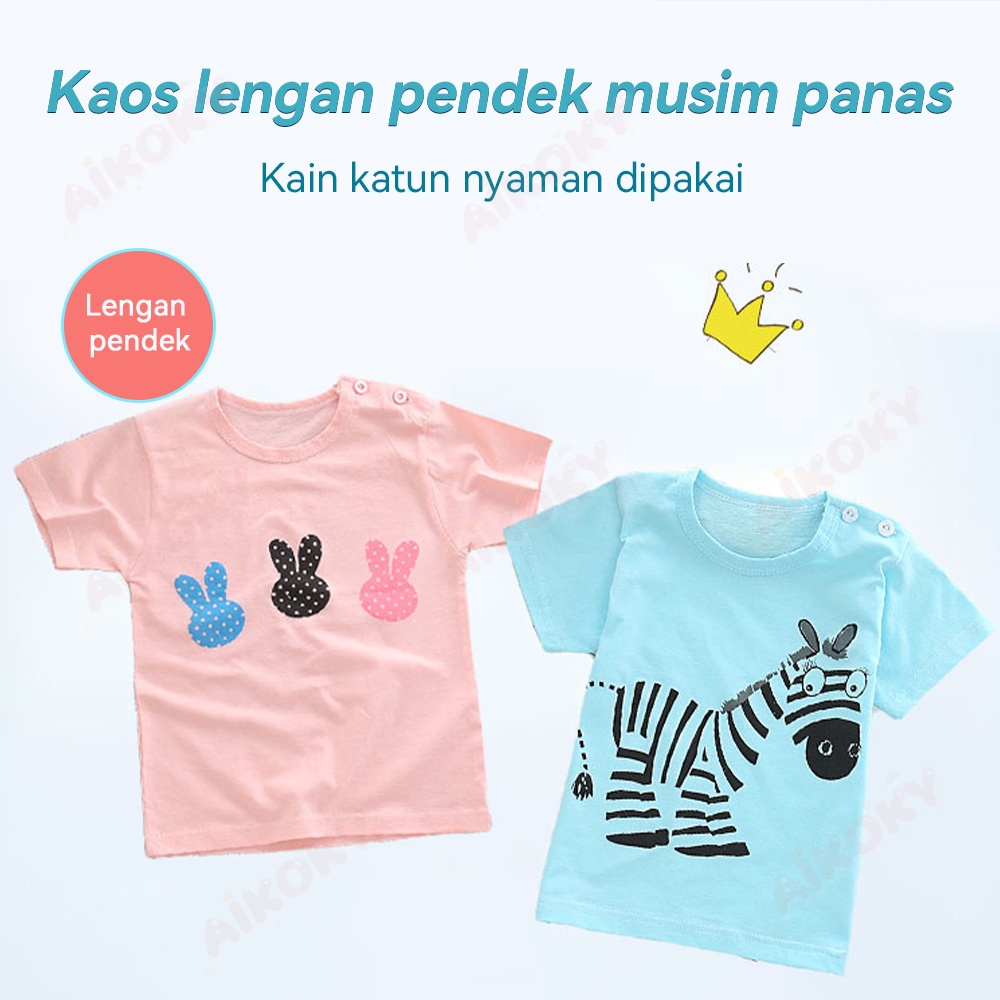 Aikoky Baju Bayi Laki Laki Perempuan / Baju Kaos Bayi Lengan Pendek 0-1 Tahun