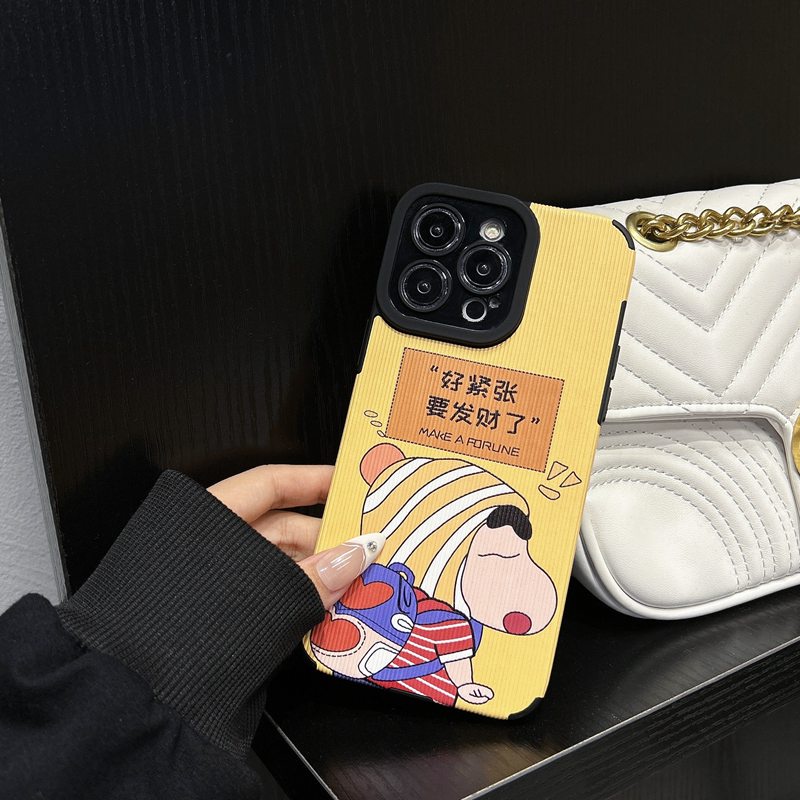 All New Cute Yellow Rich Crayon Shin-chan Soft Case IPhone 7 Plus 8 Plus X XS XR XS Max 11 13 12 14 PRO Max 14 Plus SE Phone Case Girl Girl Women' Fashion Anime