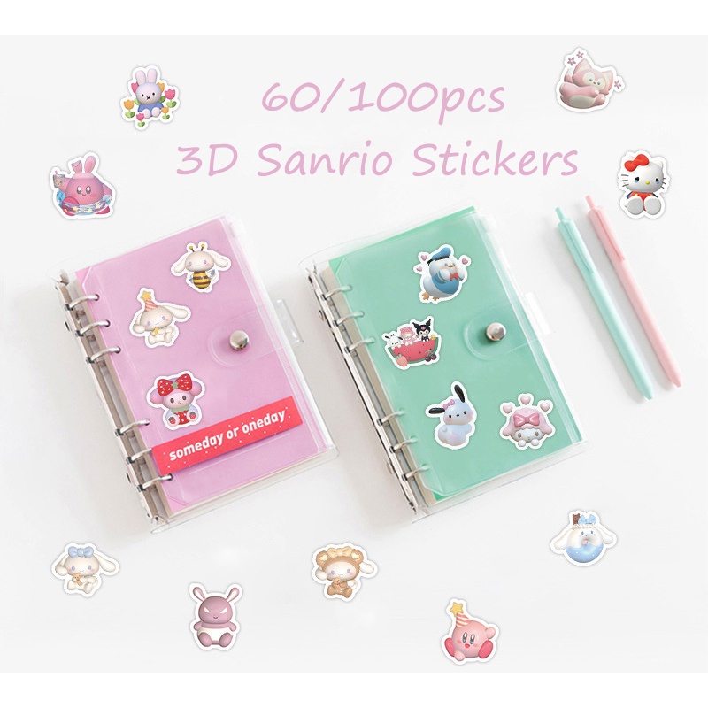 60 /100pcs 3D Sanrio Stiker Untuk Cangkir Air Koper Dekorasi Kartun Lucu Tahan Air Stiker Alat Tulis Sticker