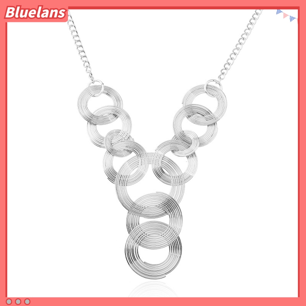 [BLS] Wanita Kalung Eropa Dan Amerika Geometris Minimalis Pengerjaan Halus Electroplating Dress Up Tahan Luntur Lingkaran Liontin Multilayer Pesona Kalung Perhiasan Aksesori