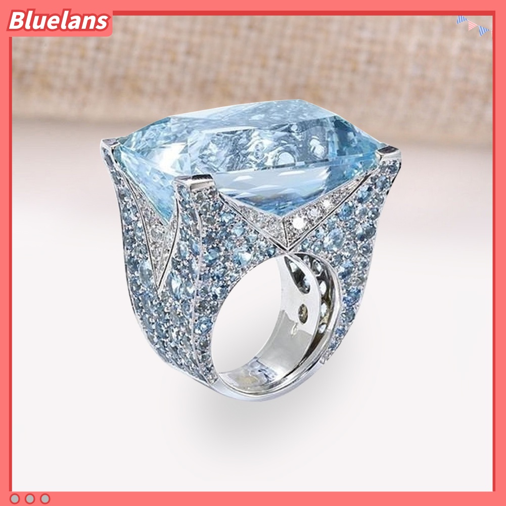 [BLS] Sparkling Women Cubic Zirconia Cincin Pengantin Pernikahan Pertunangan Pesta Perhiasan Hadiah