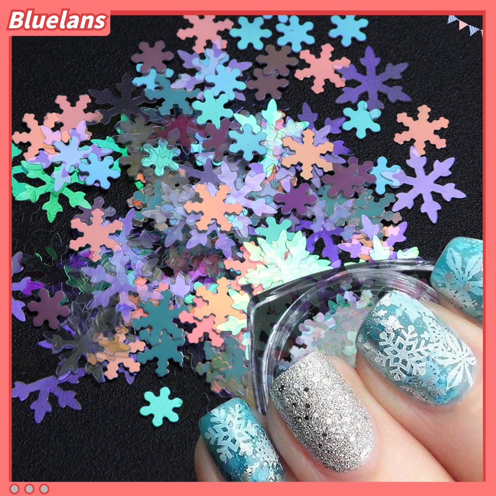 [BLM] 1kotak Dekorasi Natal 3D Glitter Snowflake Nail Art Sequin Serpihan Ultra-Tipis