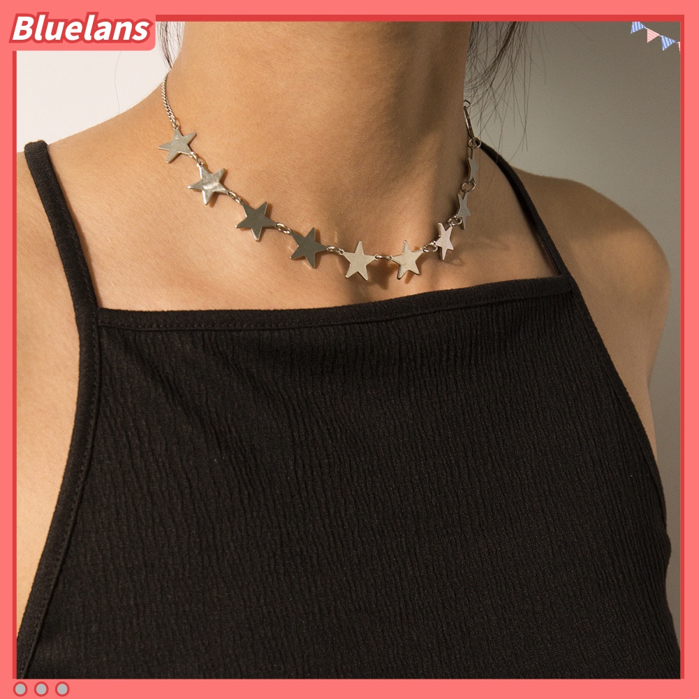 [BLS] 5pcs/set Wanita Multilayer Bintang Hati Cinta Pesona Rantai Kalung Perhiasan Hadiah