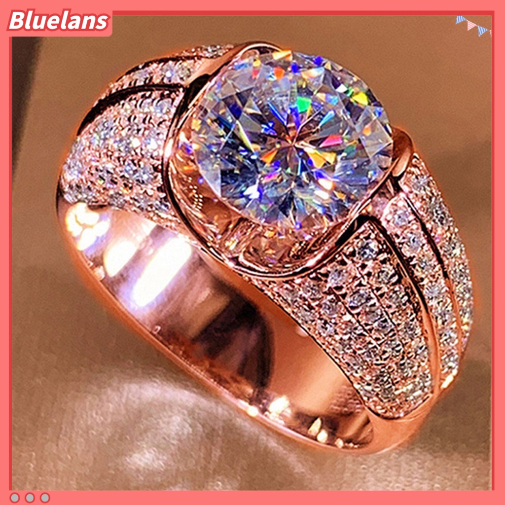 [BLS] Cincin Wanita Temperamen Sederhana Alloy Cubic Zirconia Tertanam Hadiah Ideal Cincin Jari Untuk Pesta