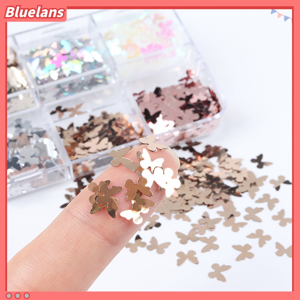 [BLM] 1kotak Kuku Serpihan Reflektif Terang Foil Saturasi Tinggi Desain Kuku Mewah Serpihan Kupu-Kupu Tidak Teratur Untuk Manicure