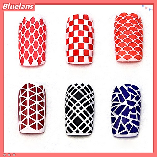 [BLM] 1lembar DIY Mudah Digunakan Manicure Irregular Hollow Stensil Nail Art Stiker Cap