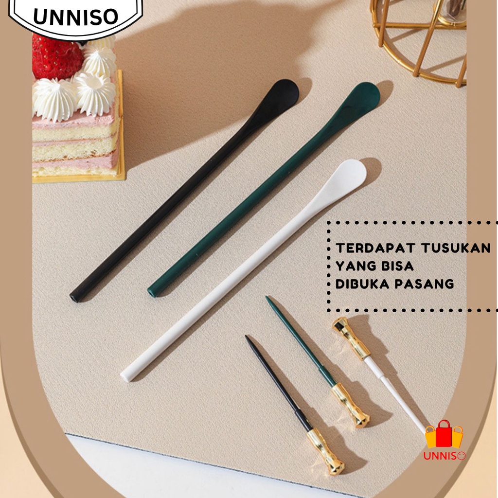 UNNISO -Sendok Aduk Long Handle Multifungsi Dengan Tusukan Buah