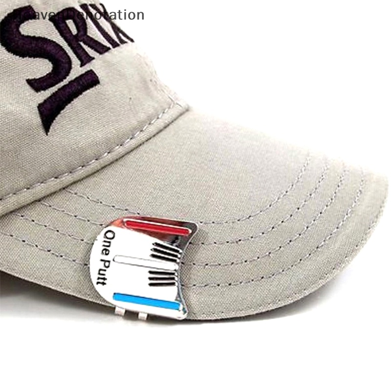 [HeavenDenotation] One Putt Desain Tanda Bola Golf plus Topi Golf Magnet Klip Penanda Golf Drop Kapal HDV
