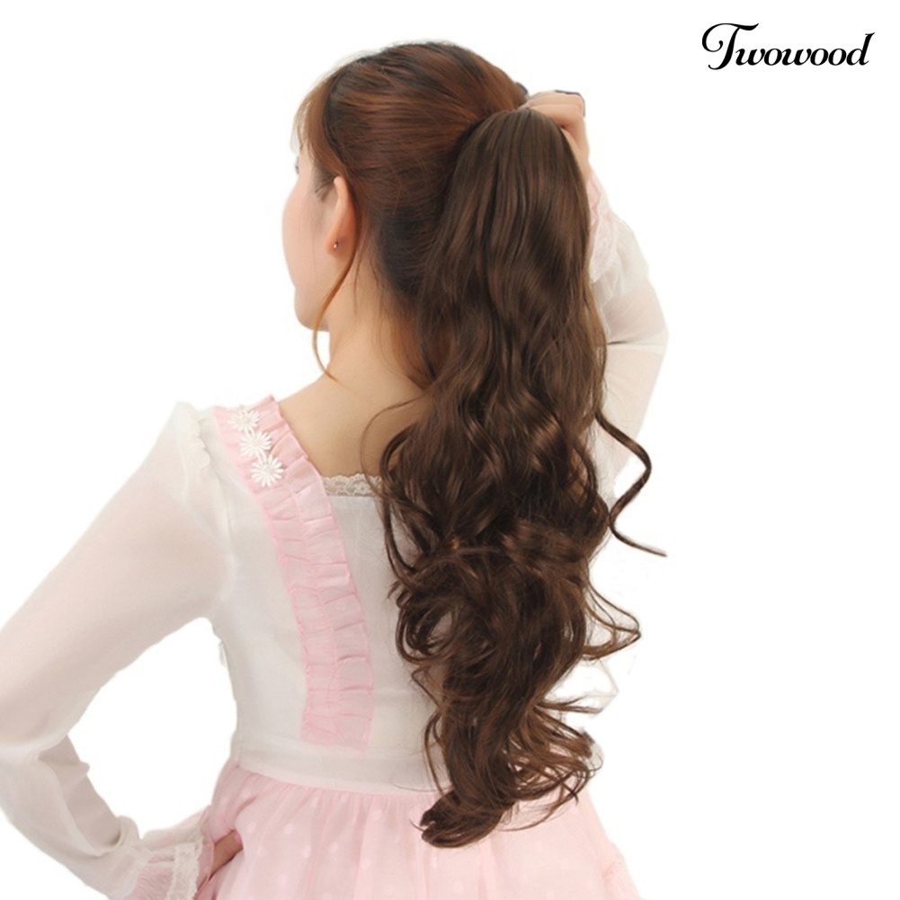 Twowood Wanita Fashion Panjang Keriting Sopak Ponytail Claw Clip Bergelombang Rambut Wig Ekstensi