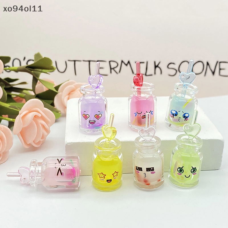 Xo 2Pcs Luminous Emoji Juice Cup Ornamen Mini Color Drink Cup Micro Landscape Dekorasi Rumah Boneka Miniatur Mainan OL