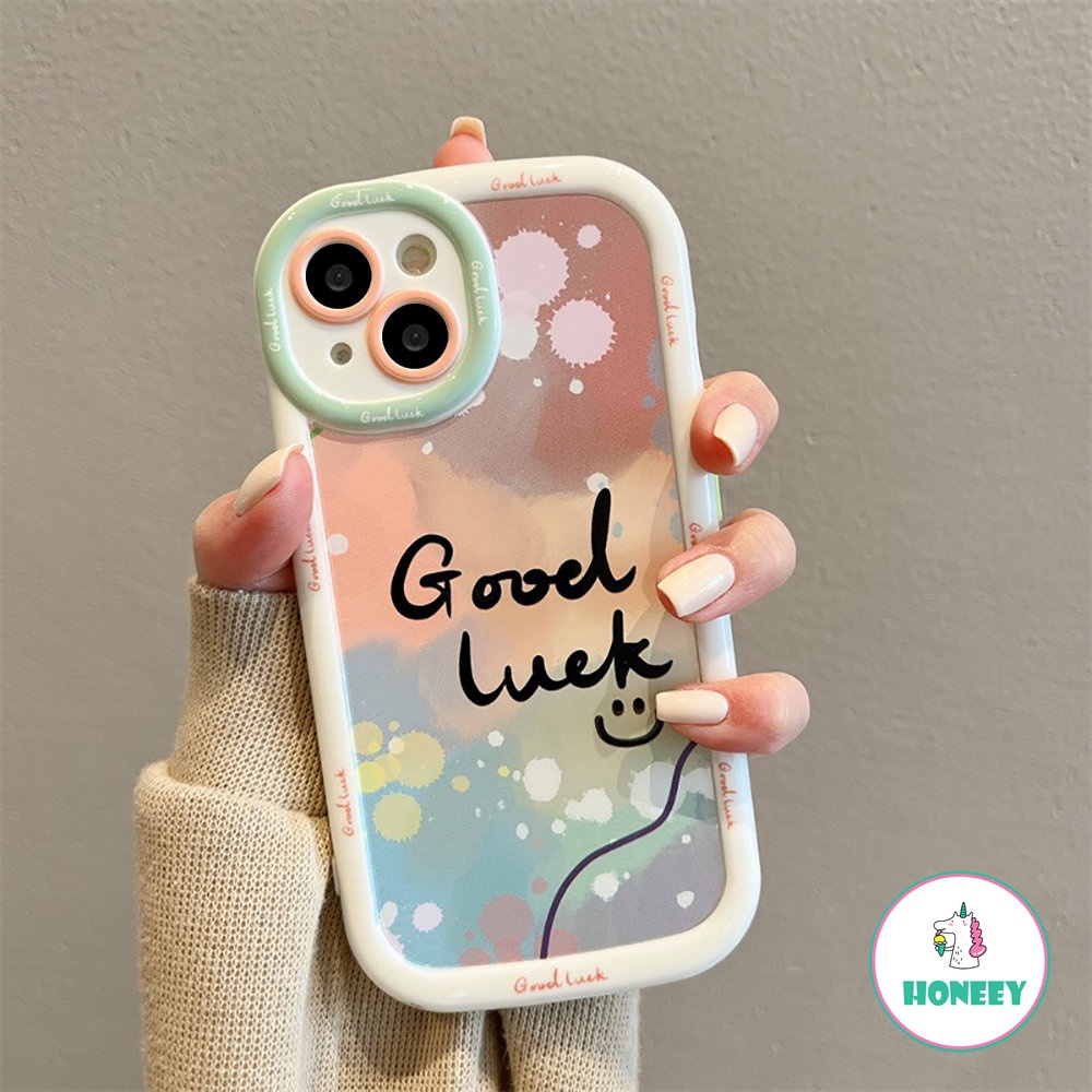 IPHONE Smile Lucu Huruf Lucu Shockproof Bumper Phone Case Untuk Iphone14 13 12 11 Pro Max Kartun Smiley Face Silikon Lembut Penutup Belakang