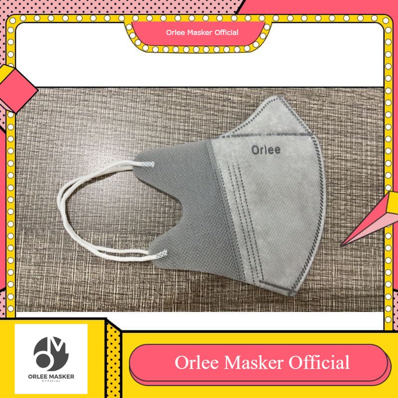 MASKER ORLEE DUCKBILL EMBOSS WARNA PUTIH HITAM 3ply HEADLOOP (tali hijab) dan KN 95 5ply READY